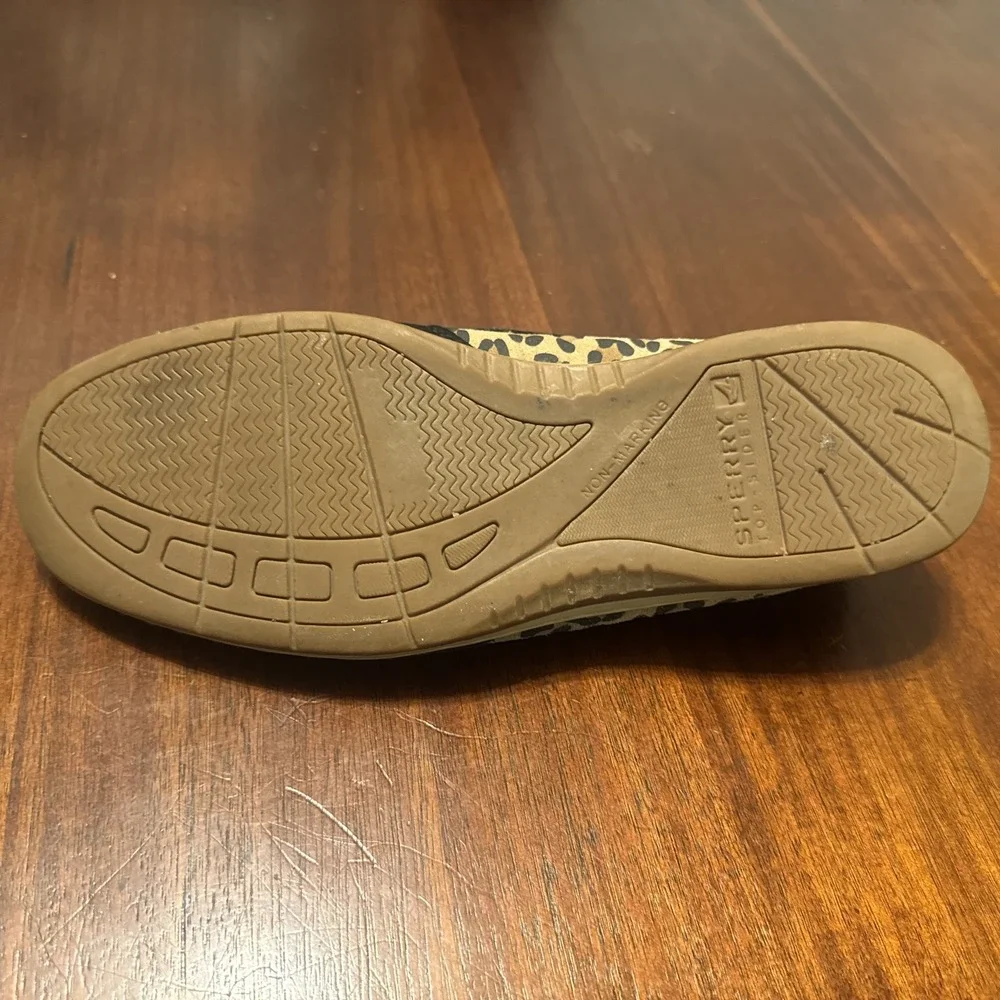 Sperry Top-Sider Men's 9.5M Boat‎ Shoes Leather Black Leopard Print Deck Loafers